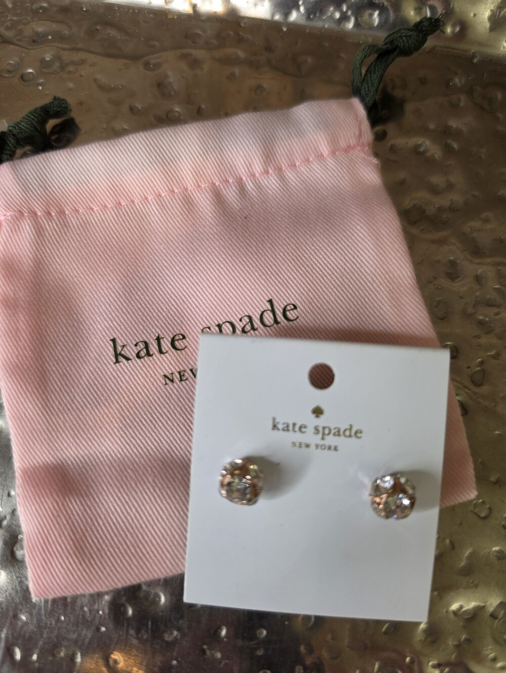 Kate Spade Garden Garland Rose Gold Crystal Stud Earrings,  NWT - Picture 2 of 4